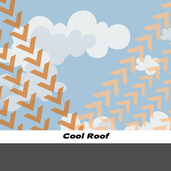 The image is of a cool roof system reflecting heat.