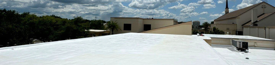 The image shows the church roof with its new solution.