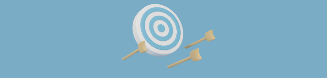 The image is of a blue background with a target and arrows who missed the target.