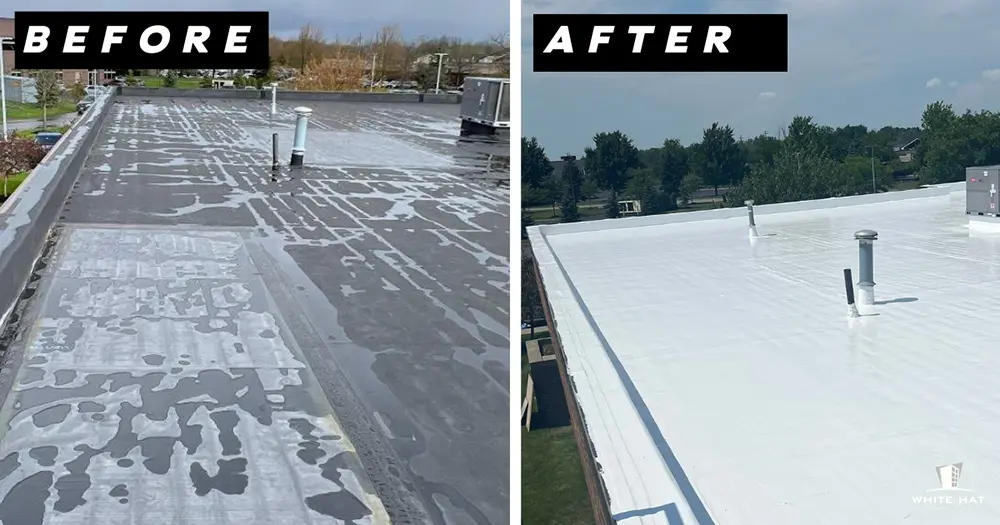 White Hat Industrial before and after restoration of single-ply 7