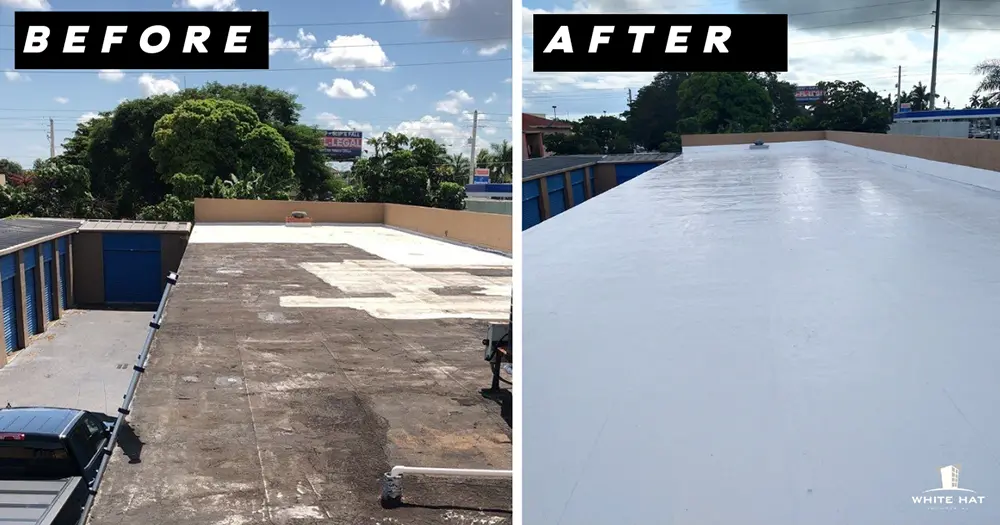 White Hat Industrial before and after restoration of single-ply 5