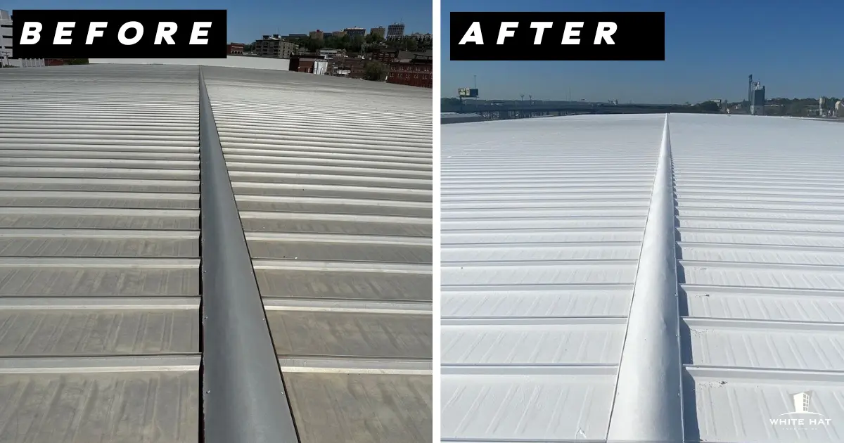 White Hat Industrial before and after restoration of existing metal 6