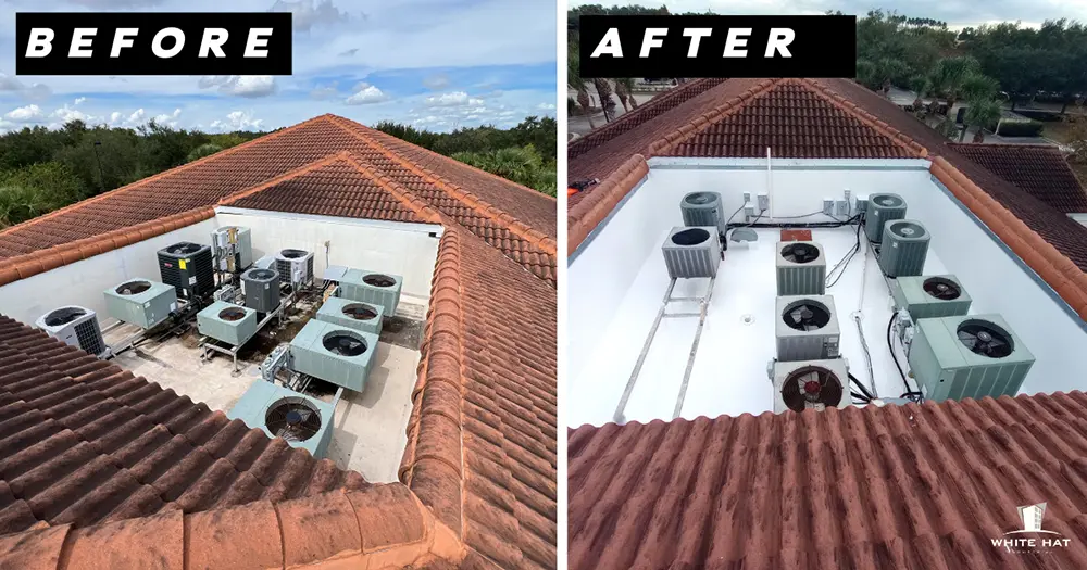 White Hat Industrial before and after restoration of single-ply 8