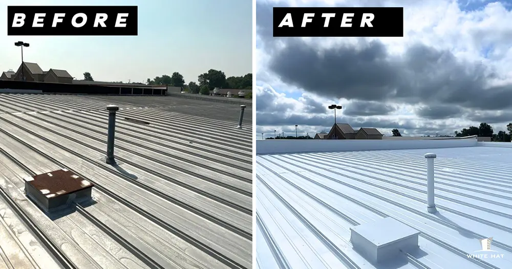 White Hat Industrial before and after restoration of existing metal 1