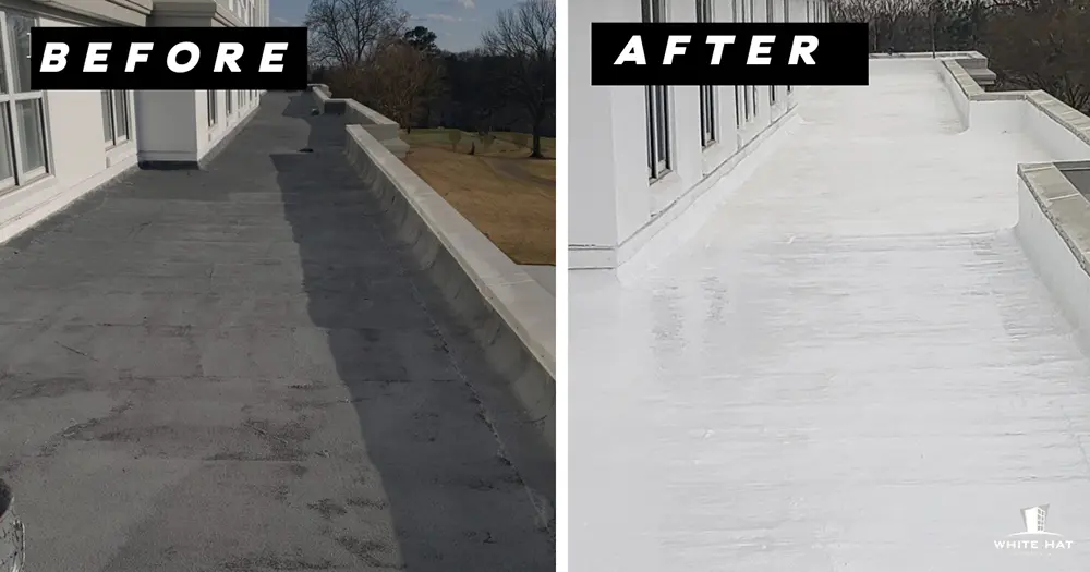 White Hat Industrial before and after restoration of single-ply 13