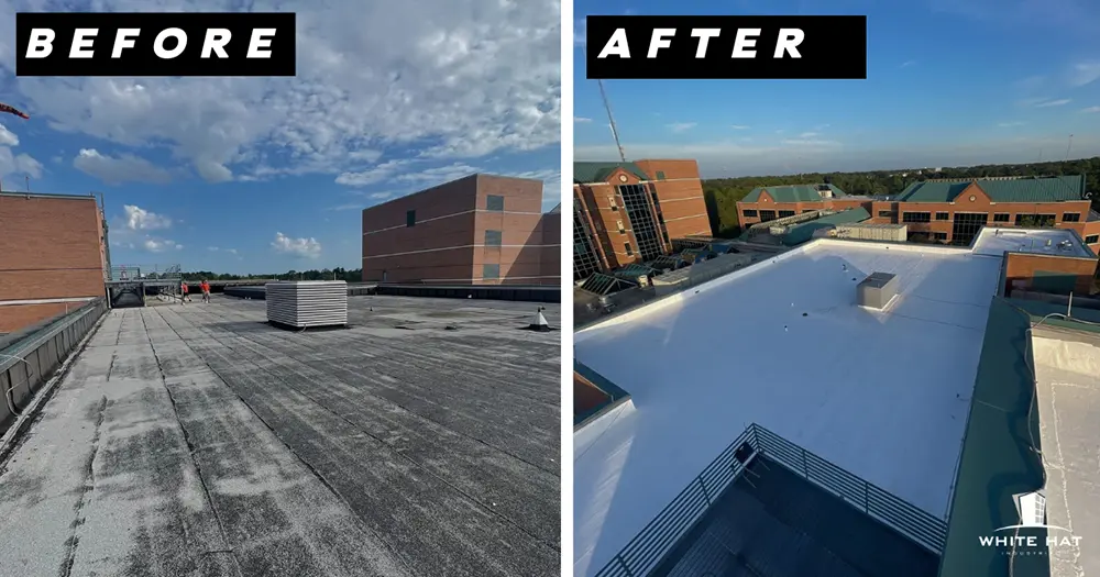 White Hat Industrial before and after restoration of single-ply 11